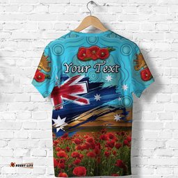 custom personalised australia aboriginal anzac t shirt poppy vibes blue