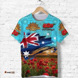 custom personalised australia aboriginal anzac t shirt poppy vibes blue