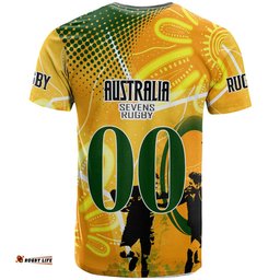 australia national rugby sevens team t shirt custom autralia 7s team rugby championship with aboriginal player and number t shirt
