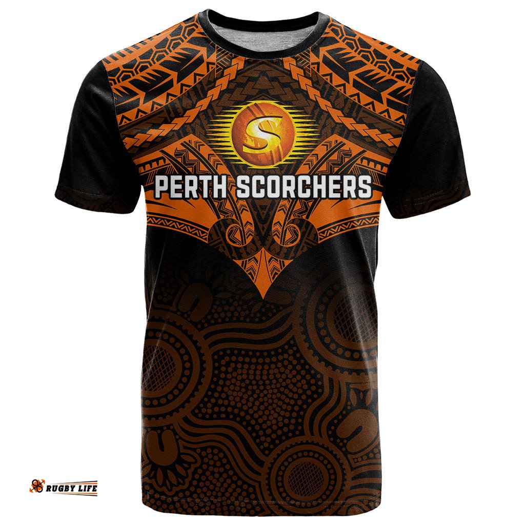 perth scorchers cricket t shirt 2023 unique indigenous art mix polynesian pattern
