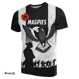 magpies anzac day t shirt