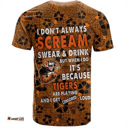 Amazing Aussie Wests Tigers T-Shirt - Scream With Tropical Patterns