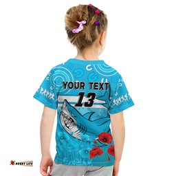custom text and number sharks anzac 2022 t shirt cronulla sutherland lest we forget