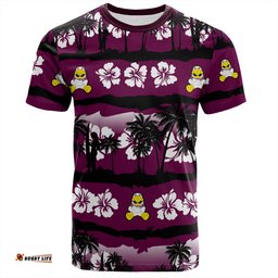 Amazing Aussie Manly Warringah Sea Eagles T-Shirt - Tropical Hibiscus and Coconut Trees
