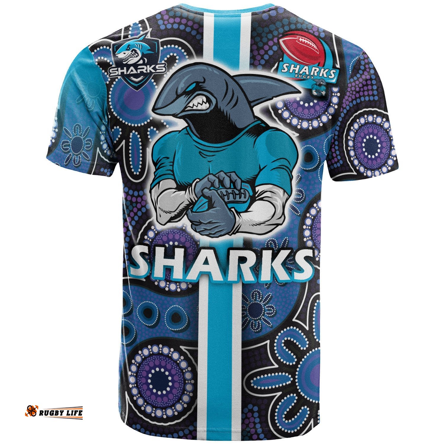 sharks rugby t shirt custom sharks rugby ball aboriginal indigenous sport style t shirt