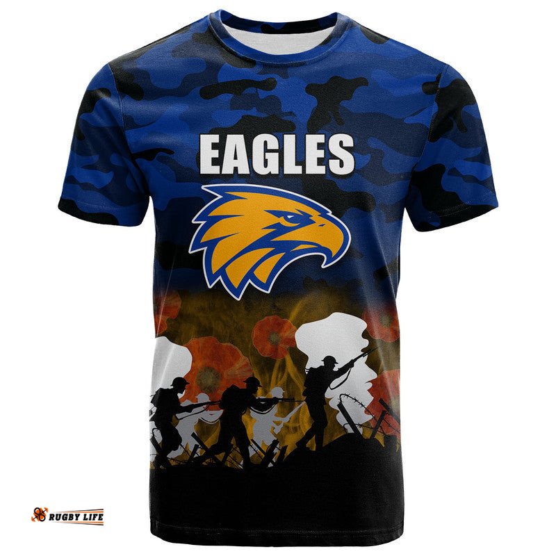 custom personalised afl anzac day t shirt eagles army style