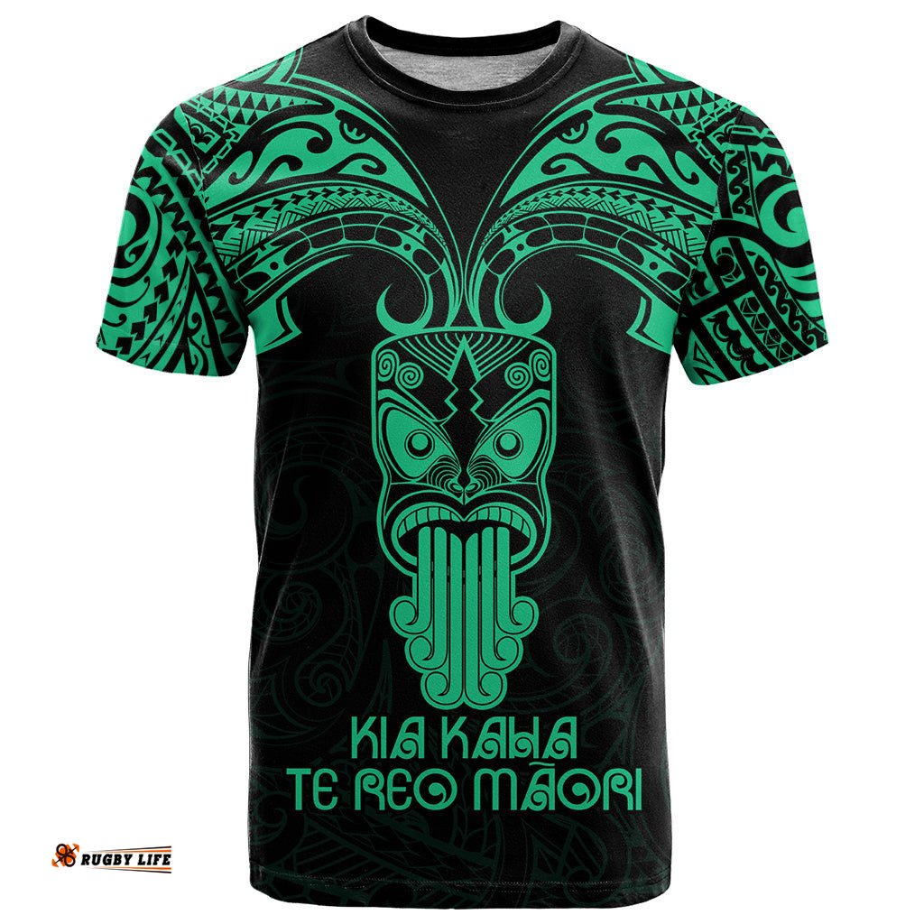 personalised new zealand te reo maori t shirt kia kaha maori language week green style