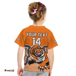 custom text and number wests tigers rugby t shirt indigenous artsy