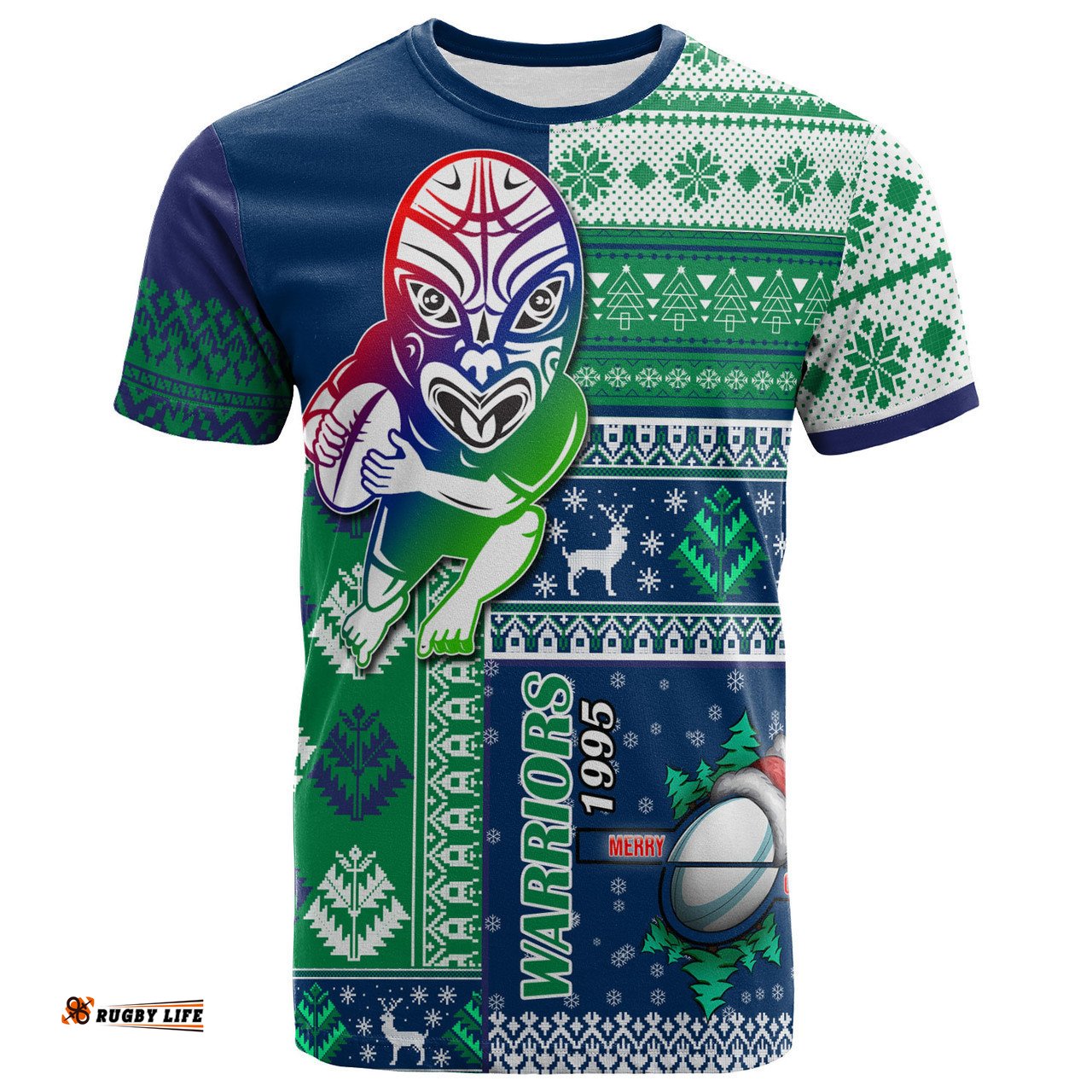 Amazing Aussie New Zealand Warriors T-shirt - Custom Christmas Snowflakes New Zealand Warriors Mascot T-shirt