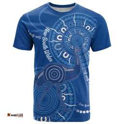 australia new south wales t shirt aussie emu with aboriginal art