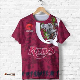 queensland reds rugby t shirt koala anzac day
