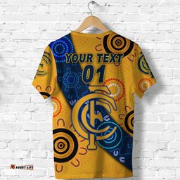 custom personalised claremont football club t shirt tigers indigenous version gold custom text and number