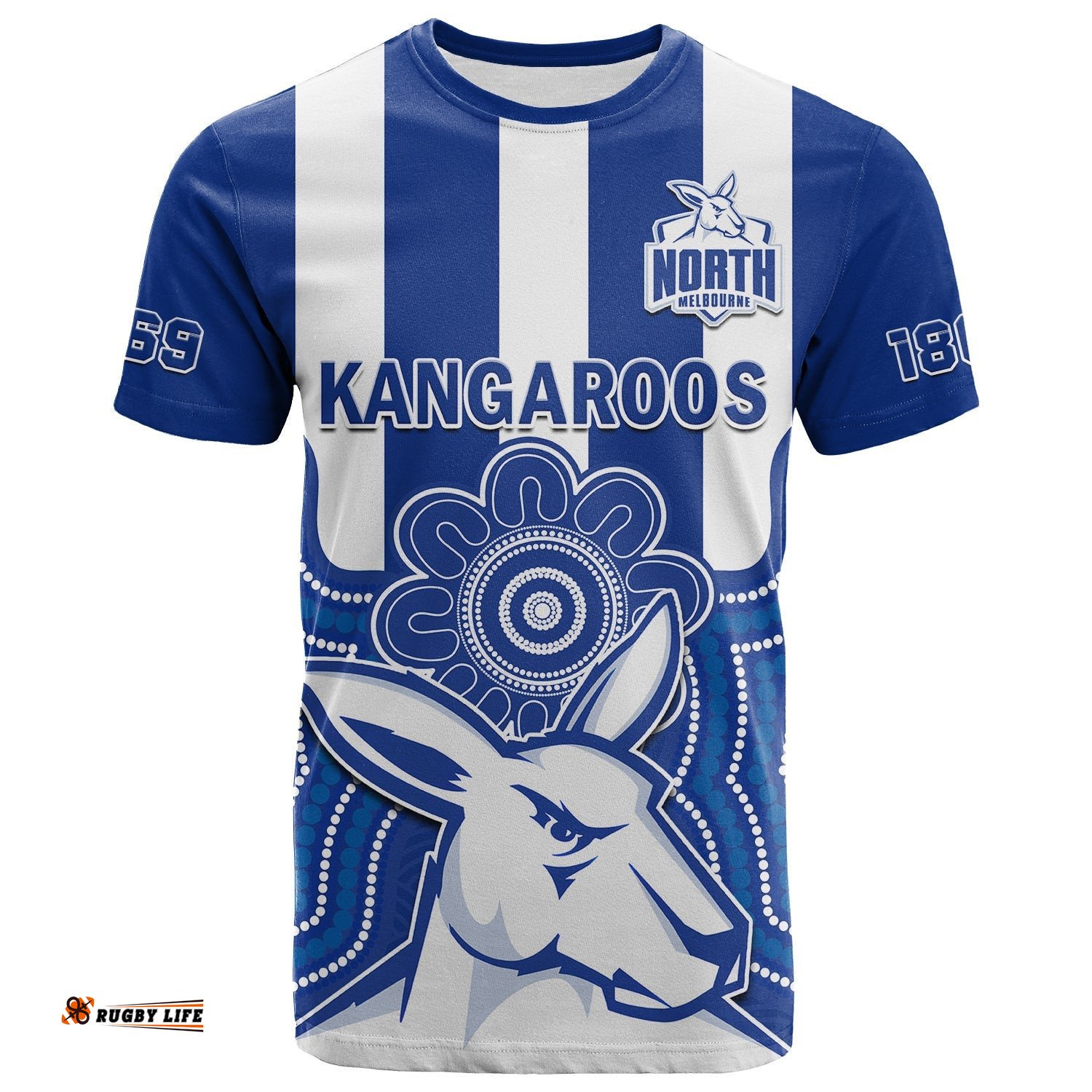 melbourne football t shirt north kangaroos 1869 aboriginal art