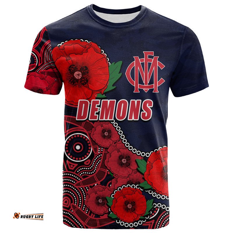 custom personalised anzac day afl demons army mix aboriginal t shirt