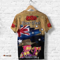 custom personalised australia aboriginal anzac t shirt remembrance vibes gold