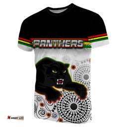 panthers t shirt aboriginal patterns white