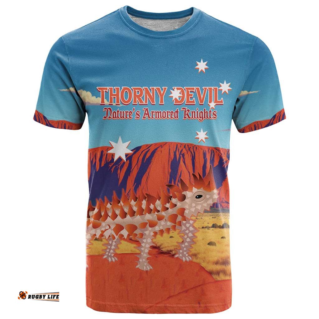 personalised australia thorny devil t shirt natures armored knights aussie uluru