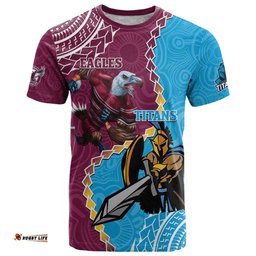 personalised eagles and titans rugby t shirt aboriginal mix polynesian pattern