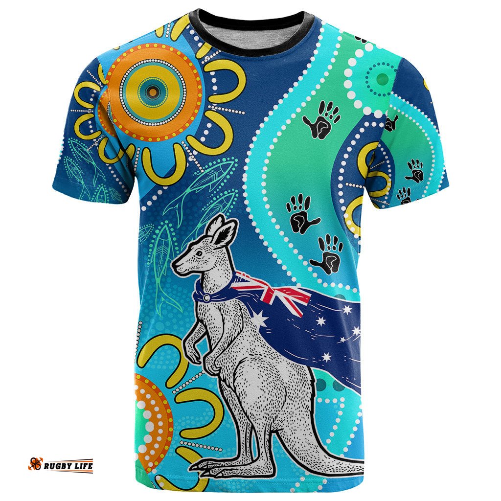 personalised australia kangaroo t shirt aboriginal tribal art stylization