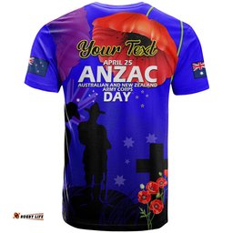 custom personalised australia and new zealand anzac t shirt lest we forget