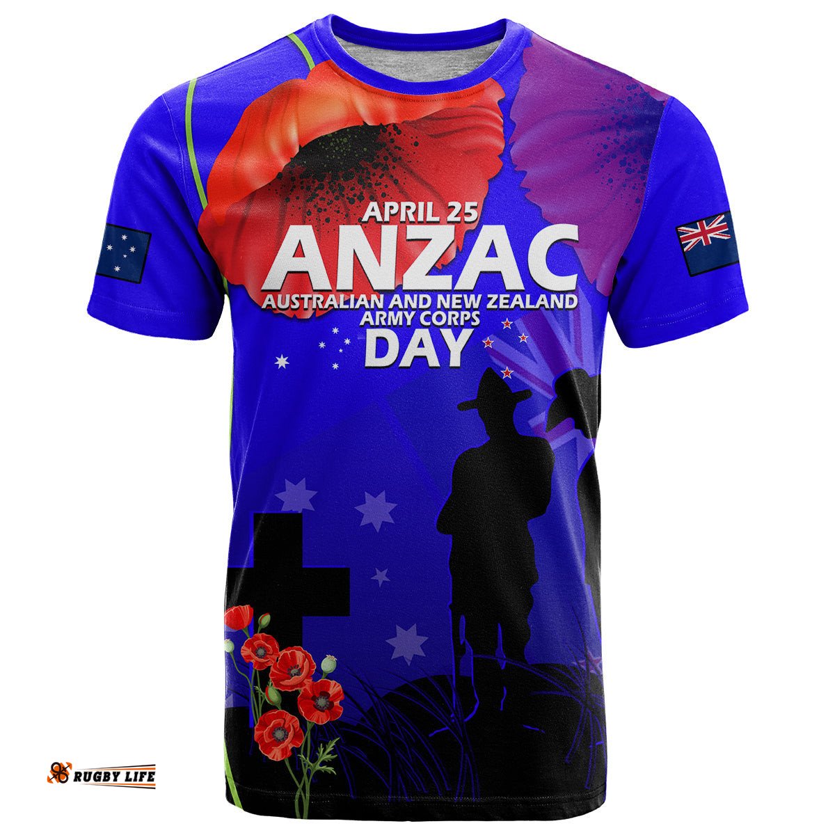 custom personalised australia and new zealand anzac t shirt lest we forget