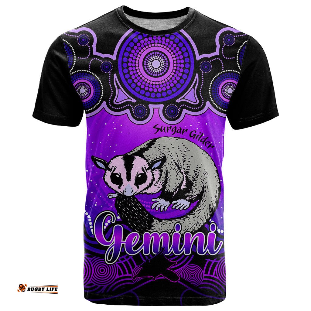 personalised australia gemini sugar gilder zodiac t shirt auz astrology aboriginal purple