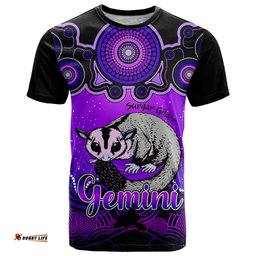personalised australia gemini sugar gilder zodiac t shirt auz astrology aboriginal purple