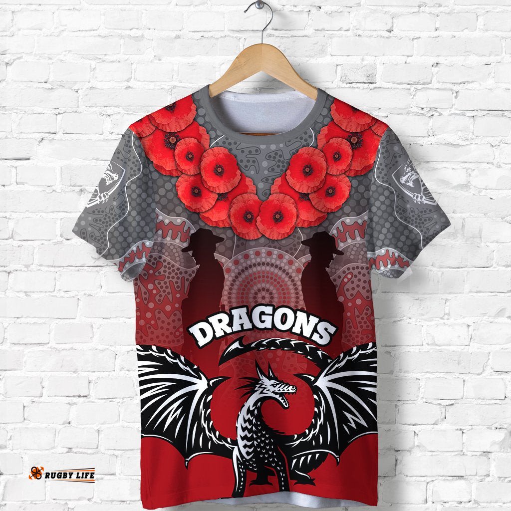 custom personalised dragons t shirt st. george anzac day