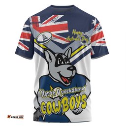 Amazing Aussie North Queensland Cowboys T-Shirt - Happy Australia Day We Are One And Free V2