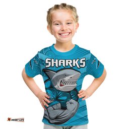 custom text and number sharks rugby t shirt go sharkies aboriginal sporty version