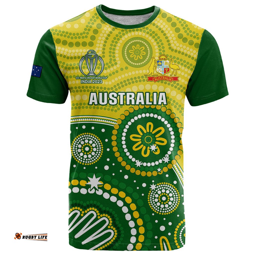personalised australia cricket t shirt aboriginal 2023 go champions world cup