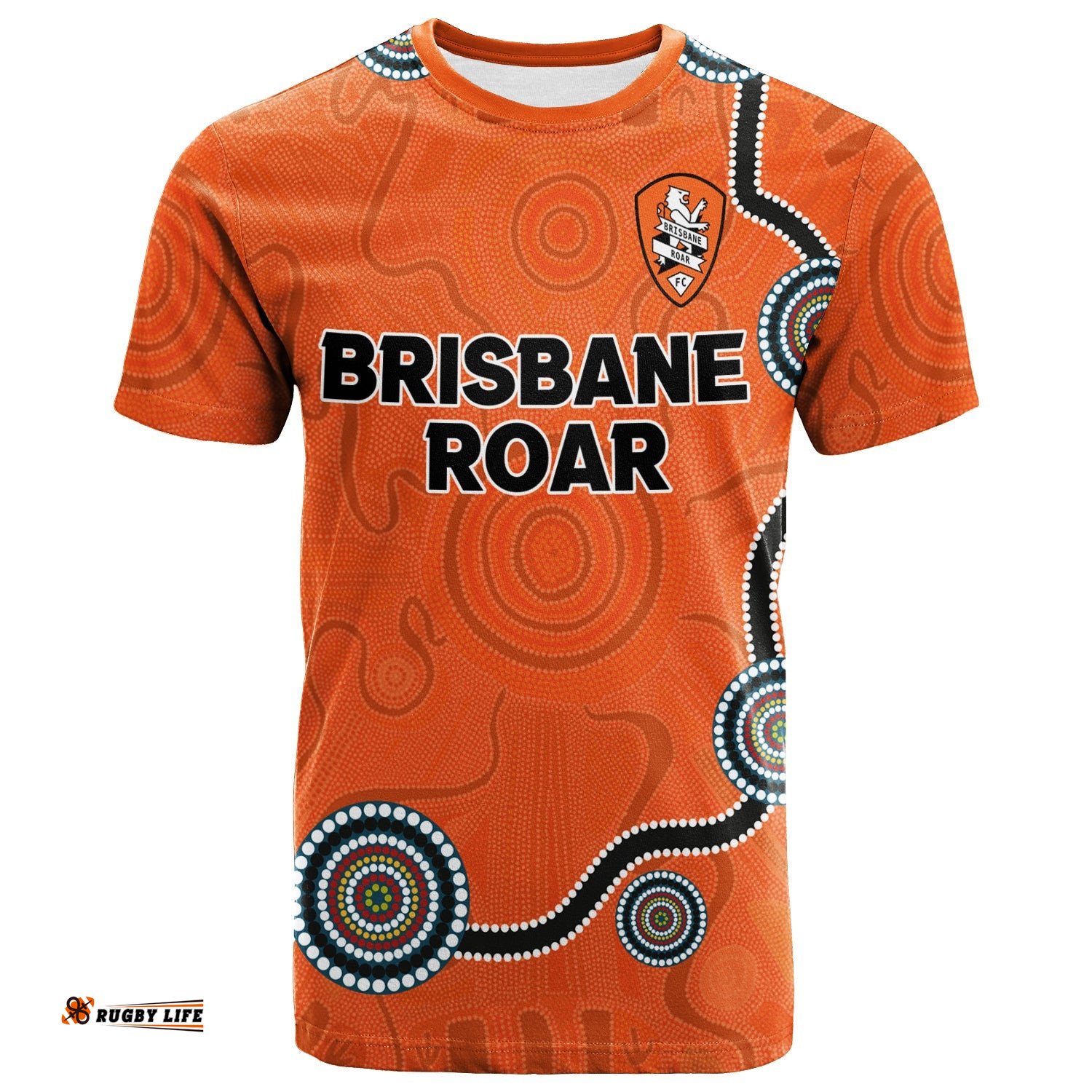 custom personalised brisbane roar t shirt indigenous dot painting art