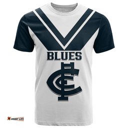personalised carlton football 2023 t shirt go blues white simple style