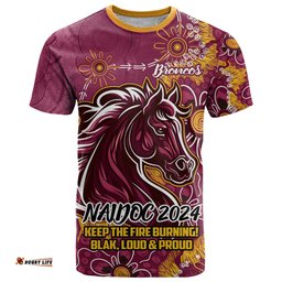 personalised broncos naidoc week 2024 t shirt aboriginal fire burning sparks