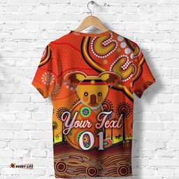 custom personalised aboriginal art koala t shirt indigenous unique vibes orange