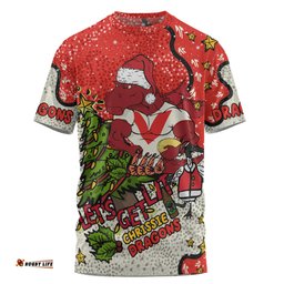 Amazing Aussie St. George Illawarra Dragons Christmas Custom T-shirt - Let's Get Lit Chrisse Pressie T-shirt