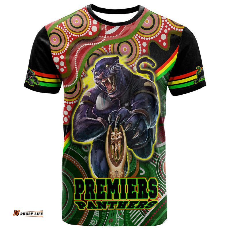 penrith panthers premiers t shirt black panther with aboriginal arty