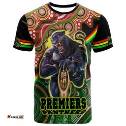 penrith panthers premiers t shirt black panther with aboriginal arty