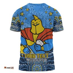 Amazing Aussie Gold Coast Titans Custom T-shirt - Custom With Aboriginal Inspired Style Of Dot Painting Patterns  T-shirt