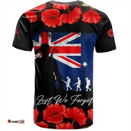 Amazing Aussie Australia T-Shirt Anzac Day Lest We Forget Grunge Flag