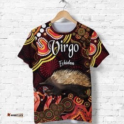 custom personalised australian astrology t shirt virgo echidna zodiac aboriginal vibes red