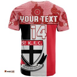 custom text and number saints football t shirt st kilda 1873 aboriginal dot painting