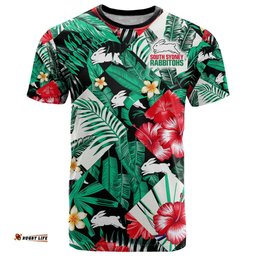 custom personalised rabbitohs rugby t shirt fashion tropical jungle flowers