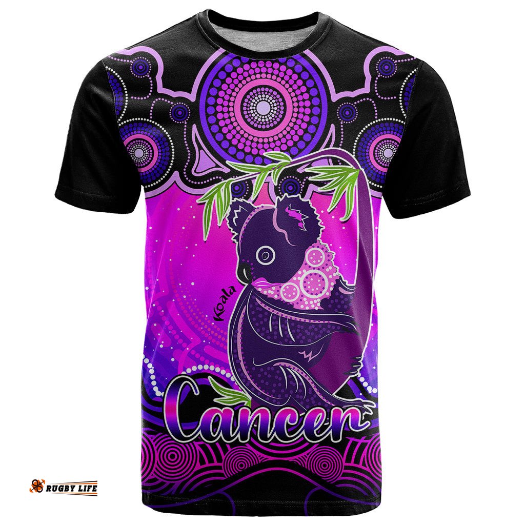 personalised australia cancer koala zodiac t shirt auz astrology aboriginal magenta