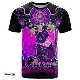 personalised australia cancer koala zodiac t shirt auz astrology aboriginal magenta