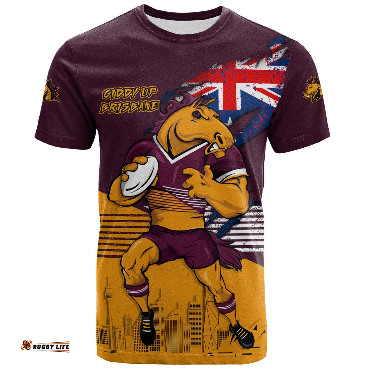 Amazing Aussie Brisbane Broncos T-Shirt Custom For Die Hard Fan Australia Flag Scratch Style