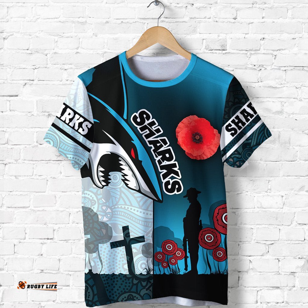 sharks t shirt cronulla anzac day