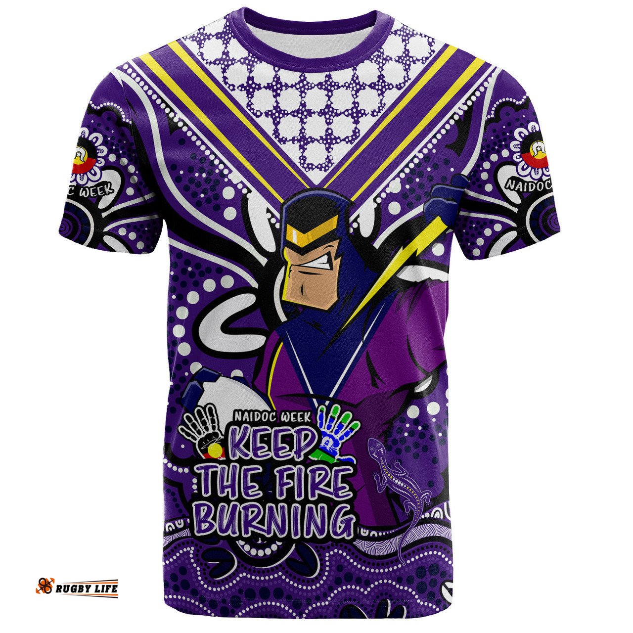 Amazing Aussie Melbourne Storm T-Shirt Aboriginal Inspired Naidoc Week Custom For Die Hard Fan Supporters