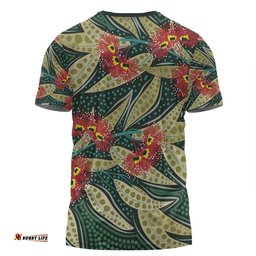 Amazing Aussie Australia Flowers Aboriginal T-shirt - Aboriginal Dot Art of Australian Native Eucalyptus Plant T-shirt