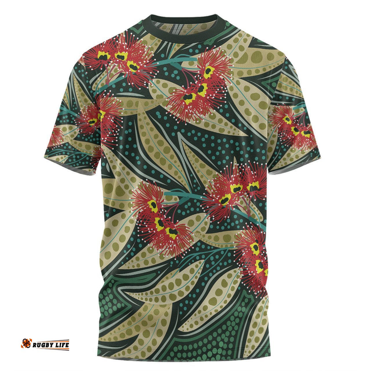 Amazing Aussie Australia Flowers Aboriginal T-shirt - Aboriginal Dot Art of Australian Native Eucalyptus Plant T-shirt